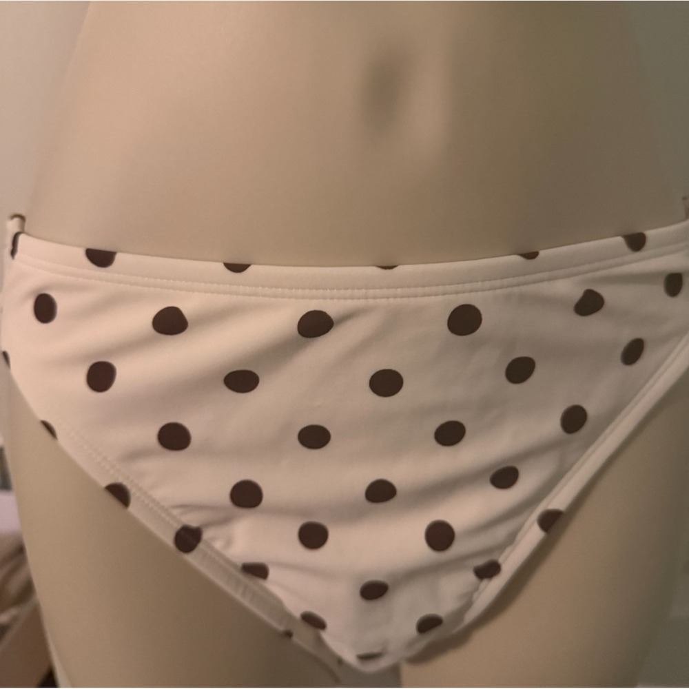 NWOT Shade & Shore Off White Brown Polka Dot Bikini Bottoms Sz S (4-6)
